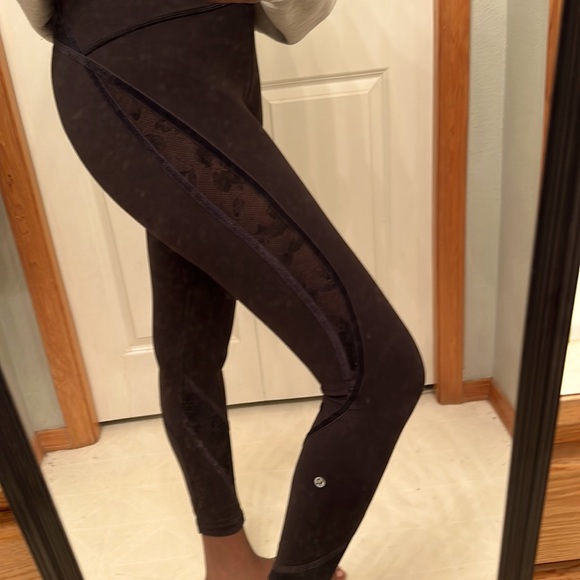 lululemon athletica Pants - Lululemon Leggings With Sheer Floral And Velvet Panels